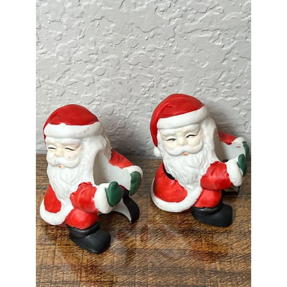 Vintage Santa Tapered Candle Holders Set of 6 Christmas Table Decor Holiday Lot